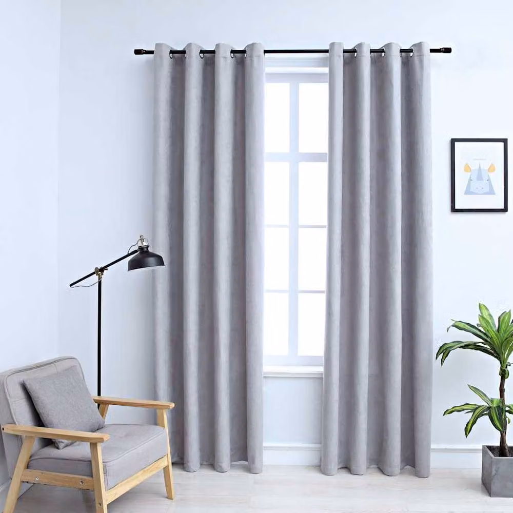 Berkfield Home Grey Blackout Curtains with Eyelets, 2 Pack, W: 140 cm, H: 245 cm – 2