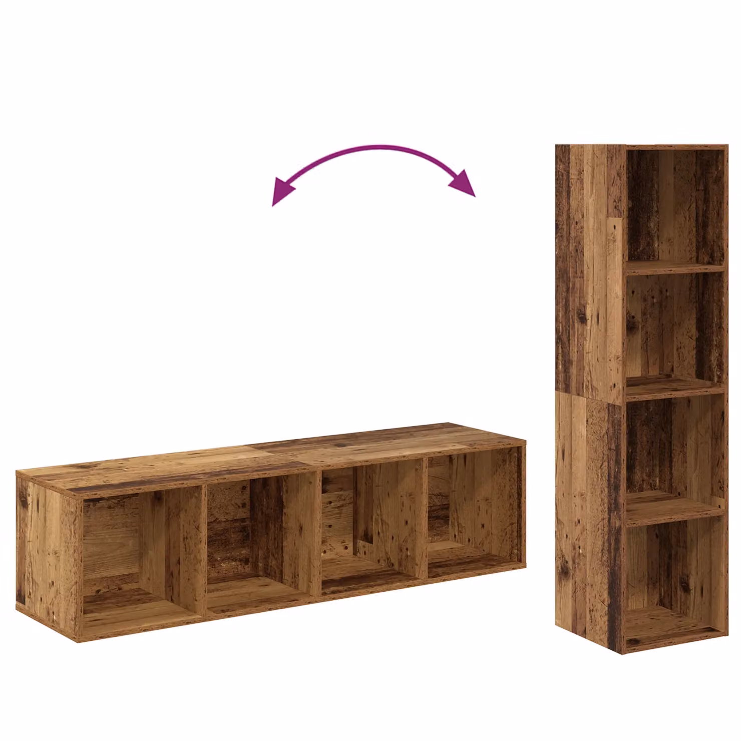Berkfield Home Wall-mounted Storage Cubes in Old Wood Brown, 2 Pieces, W/D/H: 37 x 37 x 142.5 cm – 4