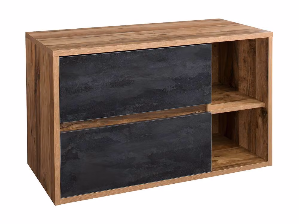 Vente-unique Wall-Mounted Vanity Unit in Light Oak and Anthracite, W: 100 cm, D: 45.5 cm, H: 60 cm – 2