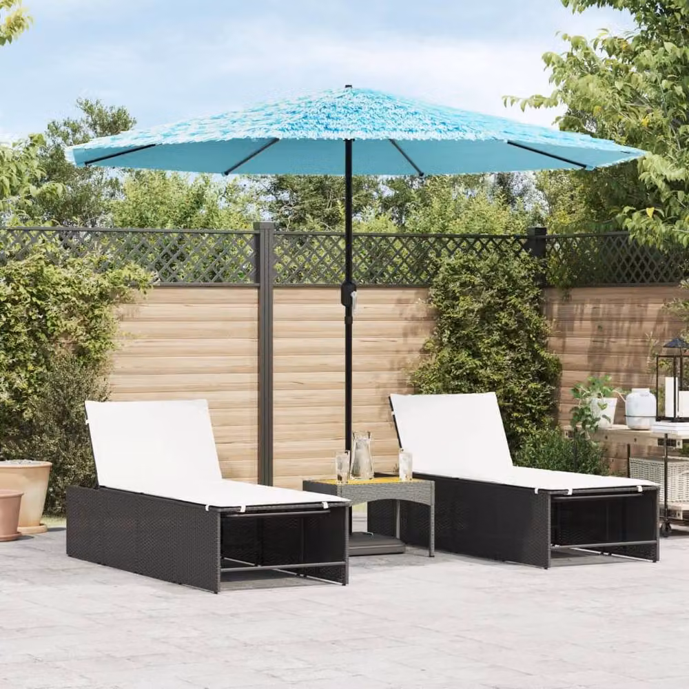 Berkfield Home Durable Garden Parasol with Steel Pole in Aqua Blue, W/D/H: 324 x 324 x 247 cm – 2