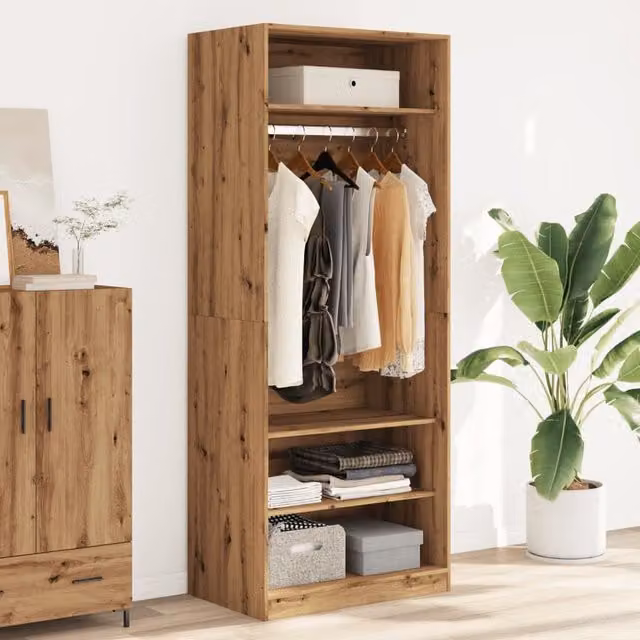 Berkfield Home Artisan Oak Wardrobe in Brown, W/D/H: 80 x 50 x 200 cm – 1
