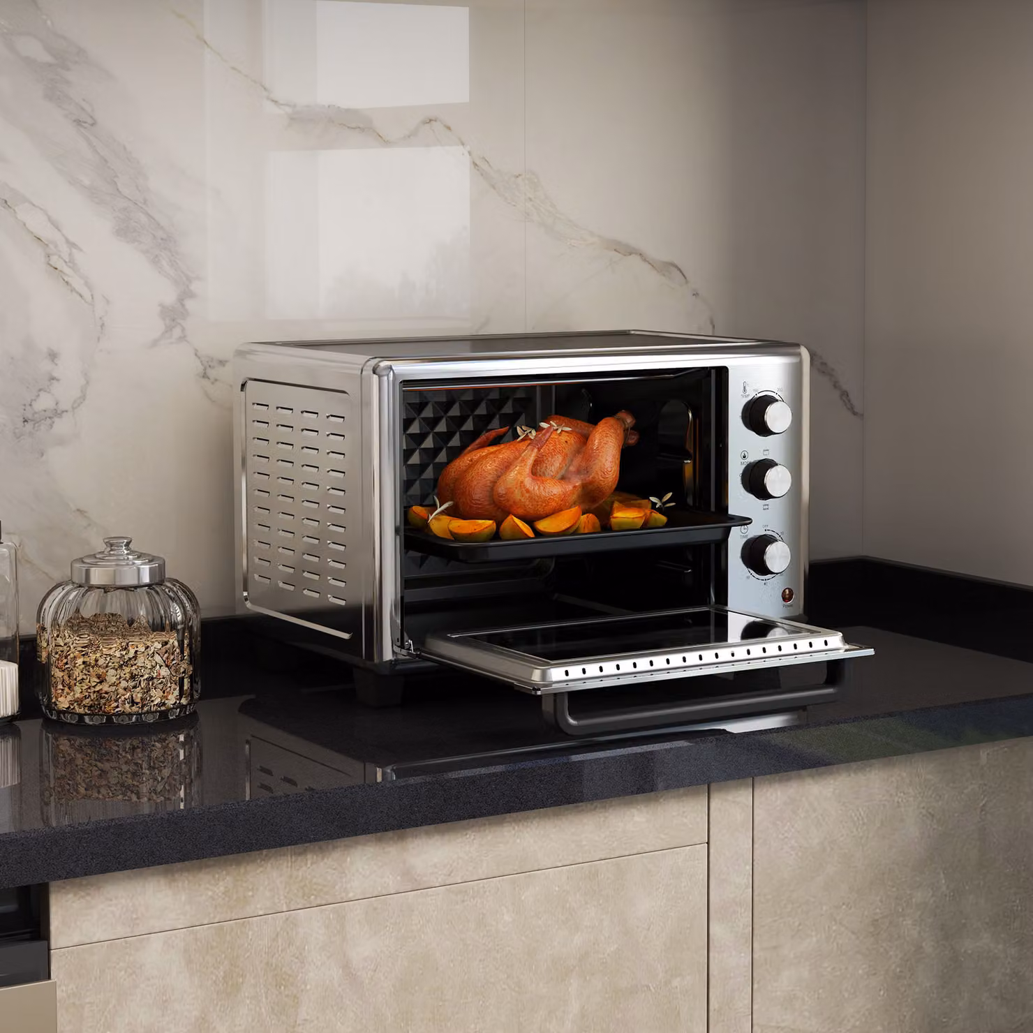 HOMCOM 30L Mini Electric Oven with Accessories, 60-230°C, Silver Tone – 7