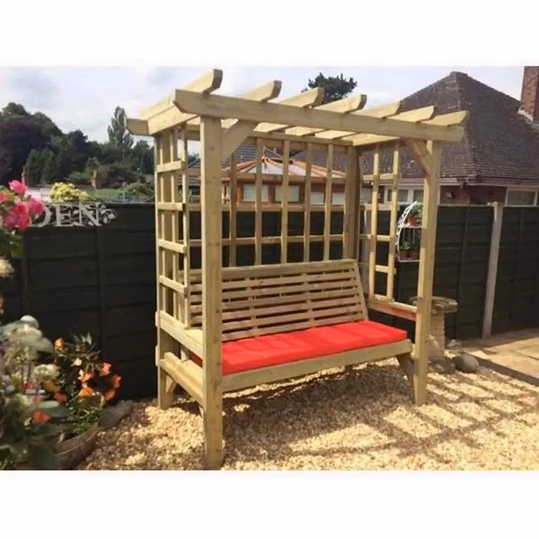 Churnet Valley Garden Furniture Ltd Beatrice Arbour 3-Seater Garden Bench with Trellis in Brown, W/D/H: 210 x 90 x 170 cm – 2