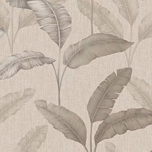 Rasch Amara Palm Tropical Botanical Wallpaper in Beige and Gold