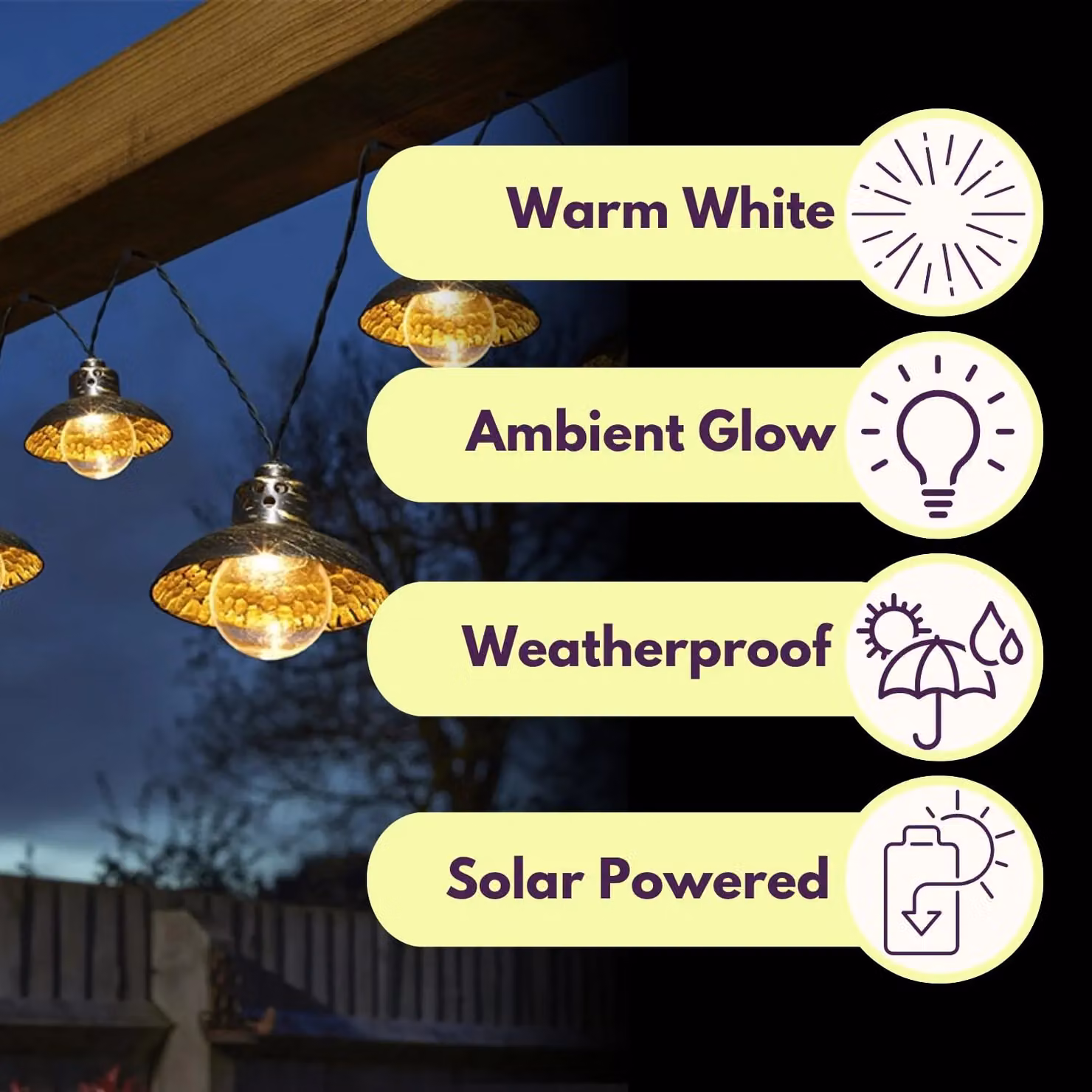 Marco Paul Gold Solar String Lantern Lights with Dusk Sensor – 3
