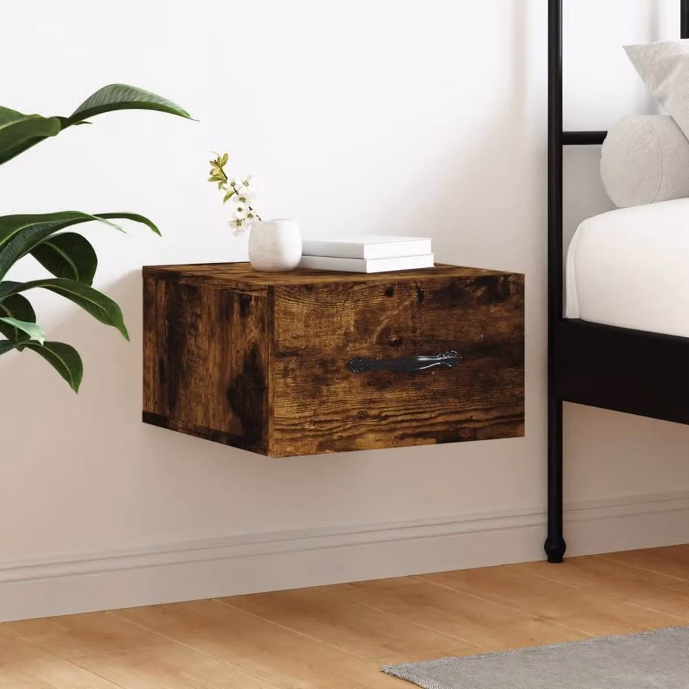 Berkfield Home Wall-mounted Decorative Bedside Cabinet in Smoked Oak Brown, W/D/H: 35 x 35 x 20 cm – 2