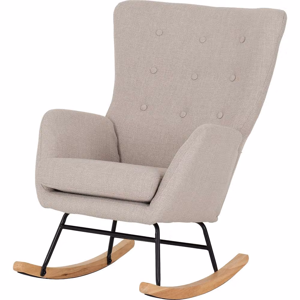 Seconique Hayden Beige Fabric Rocking Chair with Armrests – 3