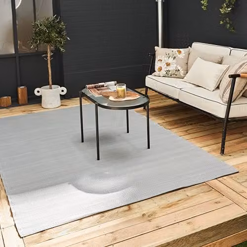 THE RUGS Urban Collection Reversible Geometric Outdoor Rug in Grey, W/D/H: 90 x 150 cm
