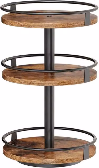 KORVIXA 3-Tier Rotating Spice Organiser and Rack in Brown – 1