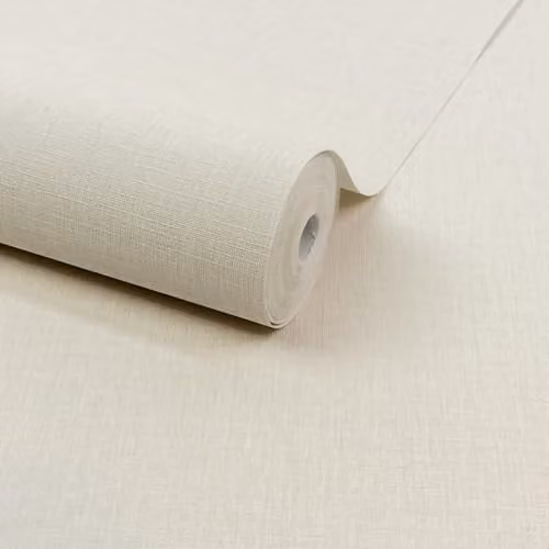 Grandeco Boutique Trente Linen Effect Embossed Wallpaper, Ivory and Beige