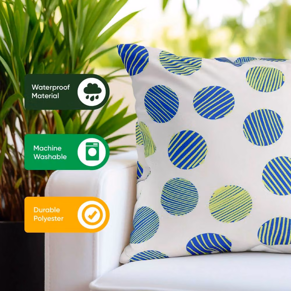 Gardenwize Pack of 2 Polka Dot Outdoor Scatter Cushions in Multicolour and White – 4