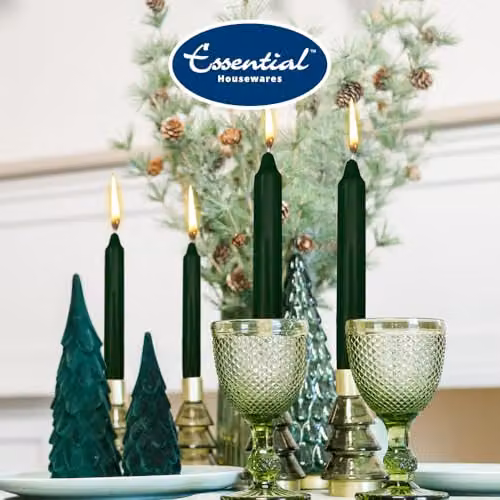 Essential Housewares Classic Green Dinner Candles, Pack of 25 – 3