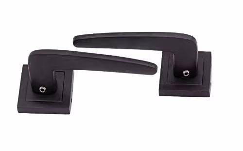 Golden Grace Venus Door Handles with Latch on Square Rose in Matt Black, 4 Sets – 3