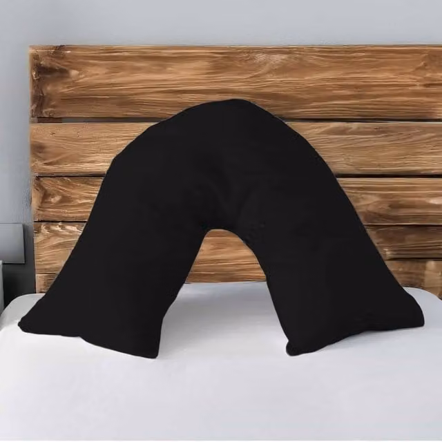 Snug City Black Microfibre Soft Touch V Shape Plain Dyed Pillowcase