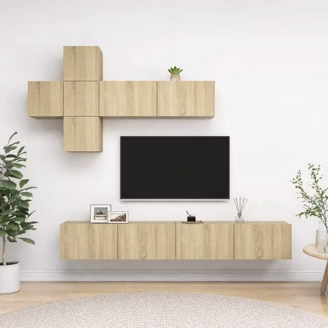 Berkfield Home 7 Piece Modern TV Cabinet Set in Sonoma Oak Brown Engineered Wood