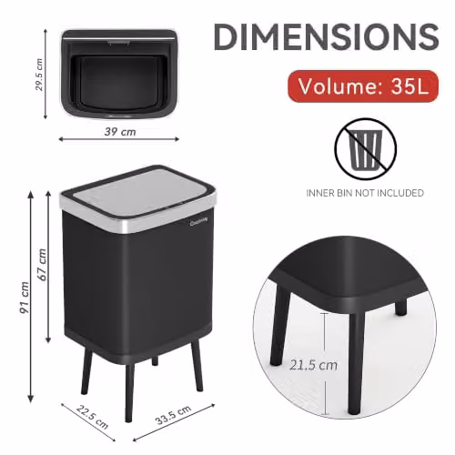 MCC Direct Smart Sensor Motion Activated Kitchen Waste Bin, Black, 35L – 2