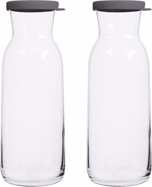 LAV Fonte Glass Carafes with Lids, Grey, 1.2 l, Pack of 2