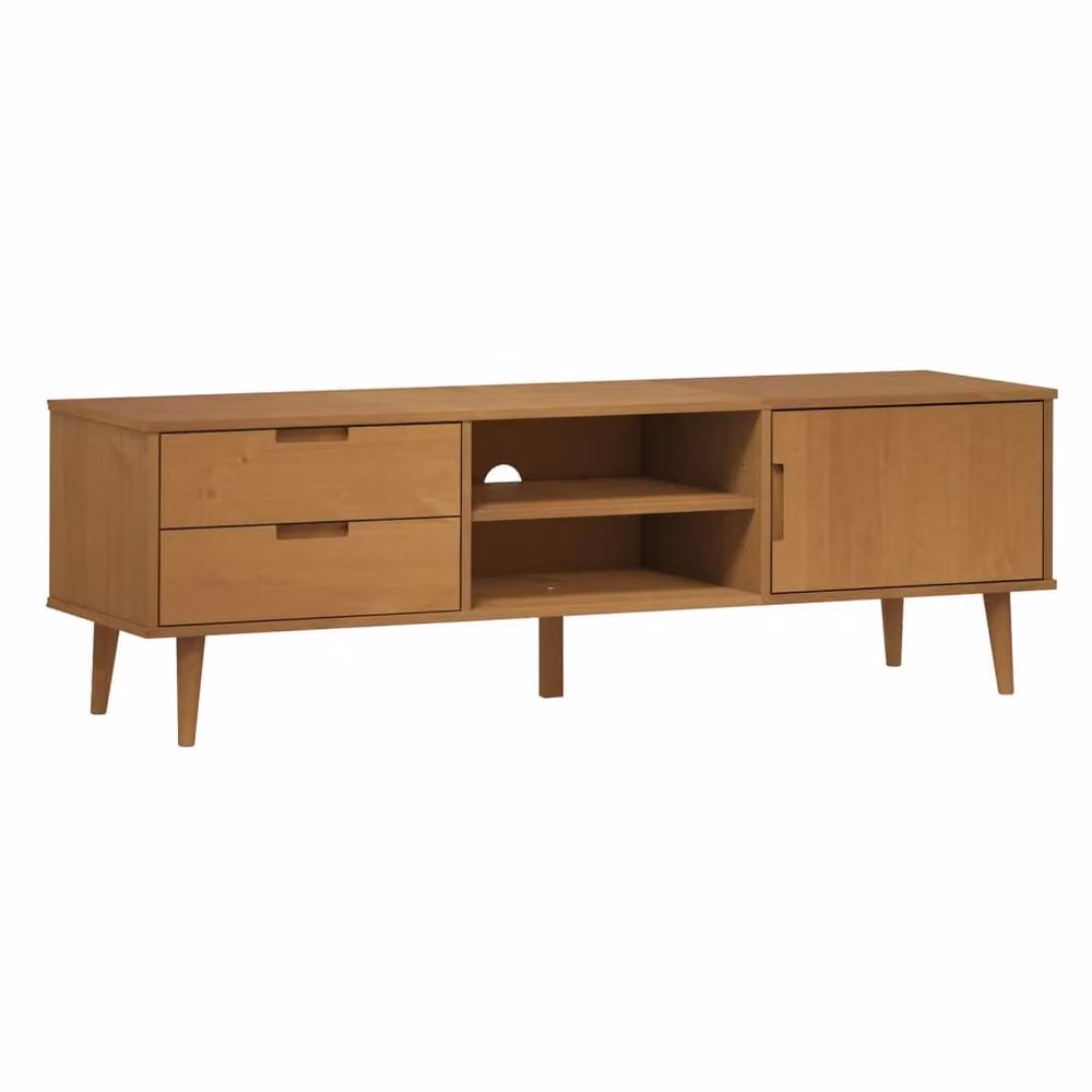 Berkfield Home MOLDE TV Cabinet in Brown Solid Pine Wood, W/D/H: 158 x 40 x 49 cm – 2