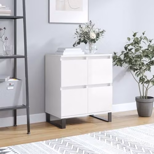 vidaXL Modern Glossy White Sideboard in MDF and Metal, W/D/H: 60 x 35 x 70 cm – 2
