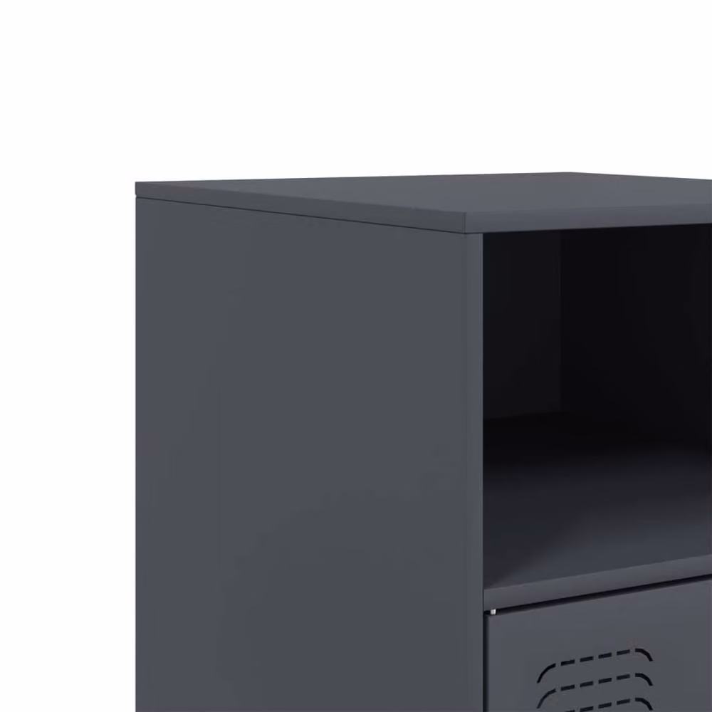 Berkfield Home Set of 2 Anthracite Metal Bedside Cabinets, W/D/H: 34.5 x 39 x 62 cm – 4