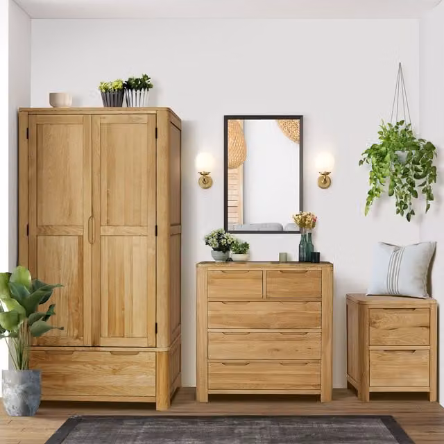 Comfy Living Modern Oak Effect Bedroom Furniture Trio Set in Brown