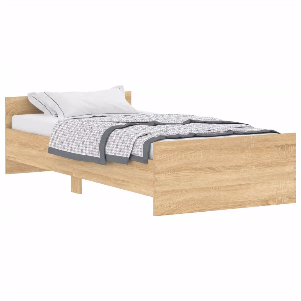 Berkfield Home Sonoma Oak Single Bed Frame in Brown, W/D/H: 90 x 190 cm – 2