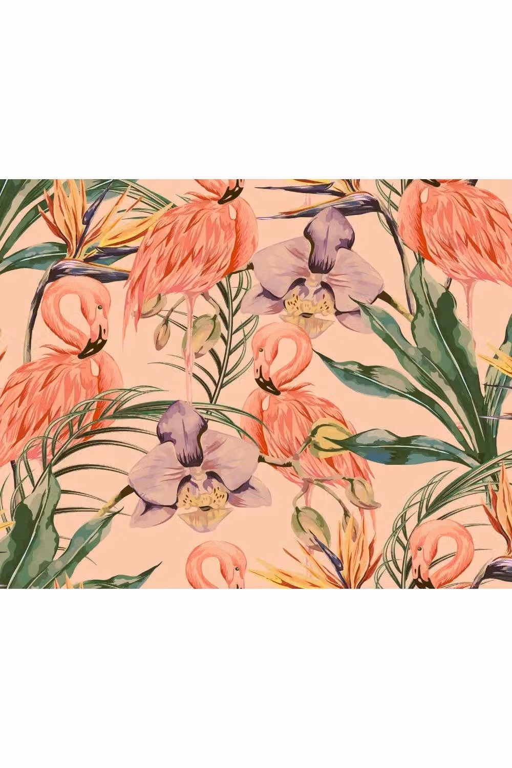 Origin Murals Paradise Flamingo Wall Mural in Coral and Multicolour, W: 350 cm, H: 280 cm – 2