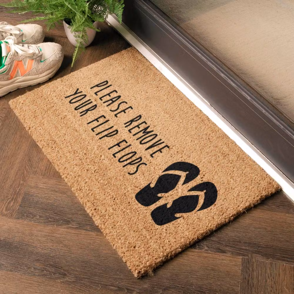 Artsy Mats Please Remove Your Flip Flops Coir Doormat, Brown, W: 60 cm, D: 40 cm – 2