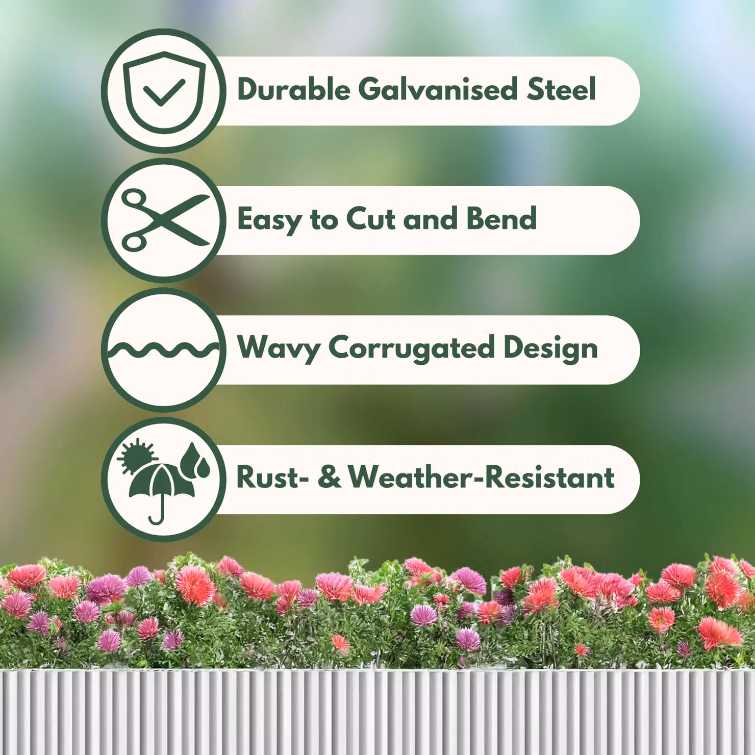 Marco Paul Silver Galvanised Steel Metal Garden Border Edging, H: 15 cm x L: 5 m – 4