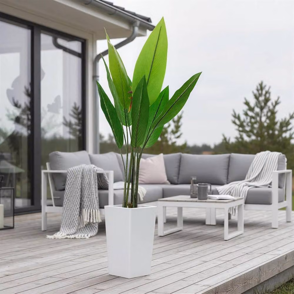 London Boutique 147cm Artificial Bird of Paradise Plant with Pot in Green and White – 2