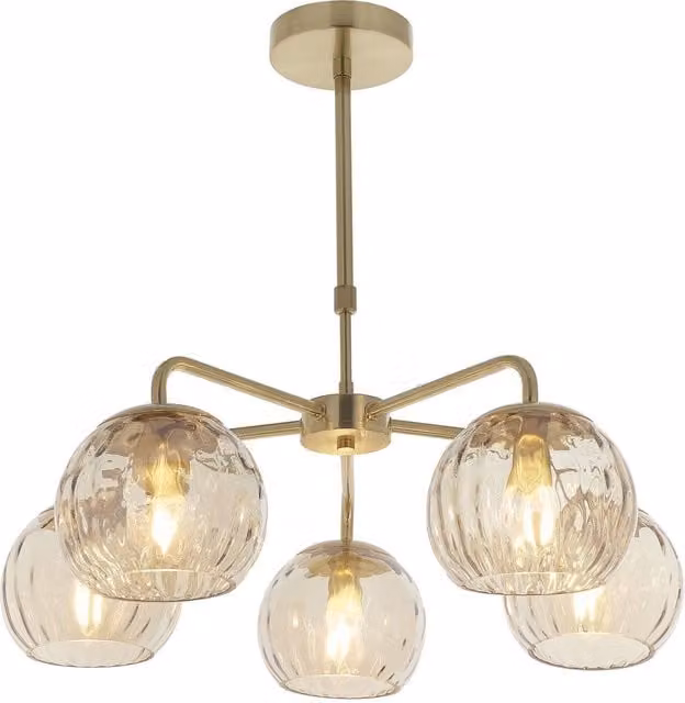 Loops Modern Suspended Ceiling Pendant Light in Gold and Brass with Transparent Glass Spheres, E14, Height Adjustable – 1
