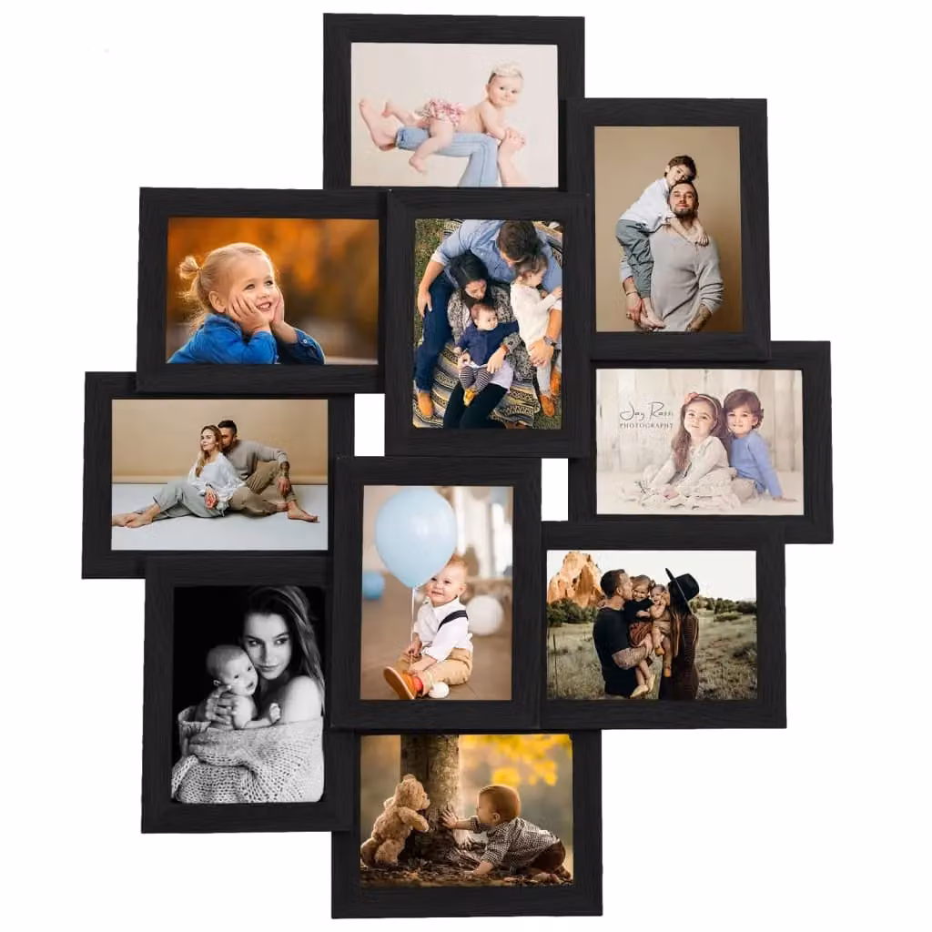 Berkfield Home Modern Black Collage Photo Frame for 10 x 10x15 cm Pictures – 2