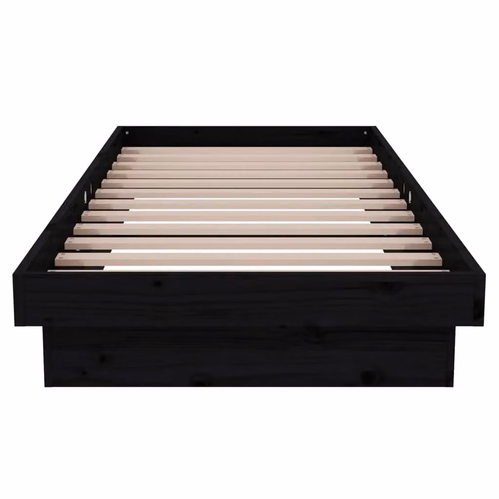 Berkfield Home Small Single Solid Wood Bed Frame in Black, W/D/H: 75 x 190 cm – 3