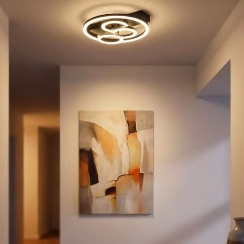 Globo Lighting Modern Rectangular LED Ceiling Light in Black with Remote Control and Dimmer Function – 4