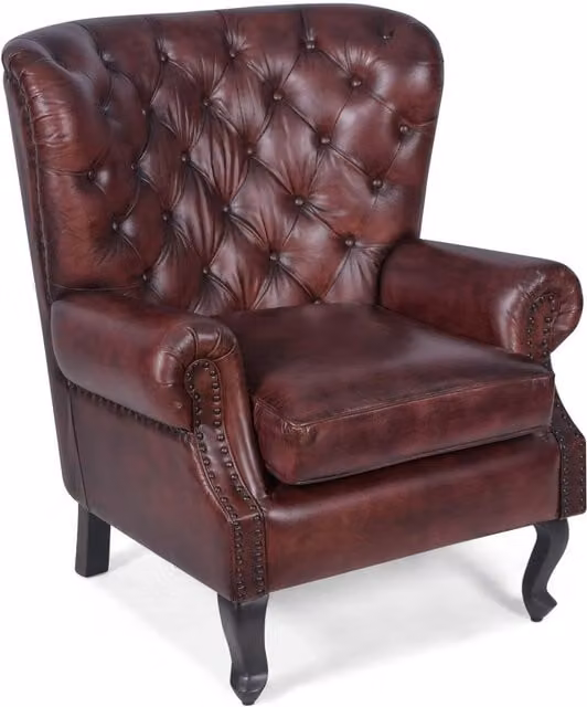 Elm Home and Garden Chesterfield Armchair in Red Synthetic Leather, W/D/H: 84.0 x 103.0 x 86.0 cm