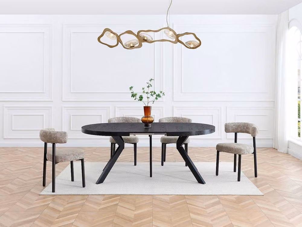 Vente-unique Extendable Round Dining Table in Black MDF and Metal, W/D/H: 120 x 120 x 76 cm – 3