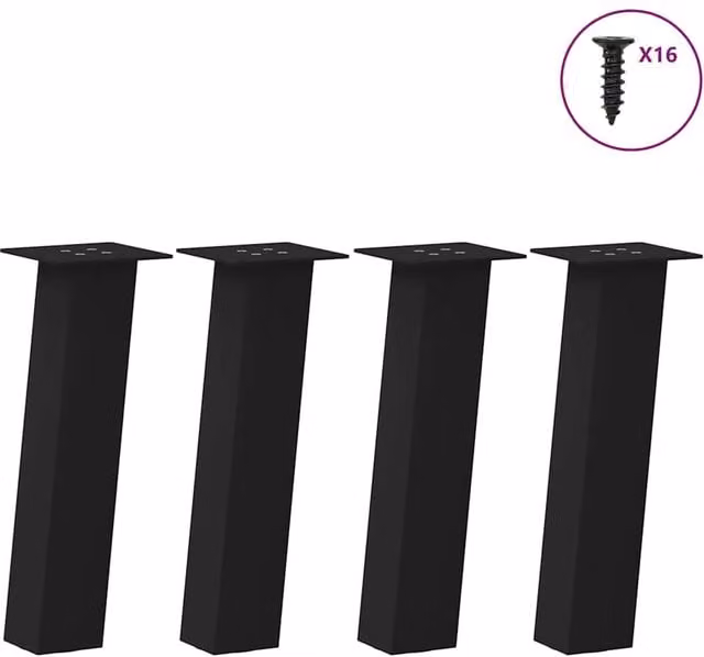 Berkfield Home Steel Coffee Table Legs, 4 Pieces, Black Matt, Height: 30 cm – 1