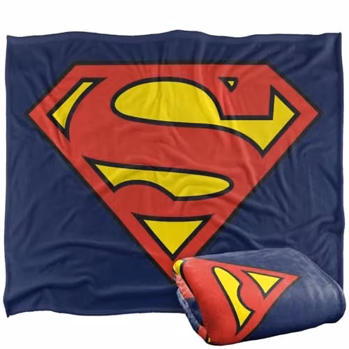 Warner Bros. Superman Classic Logo Silky Touch Super Soft Fleece Throw Blanket, Multicolour, W: 152 cm, D: 127 cm