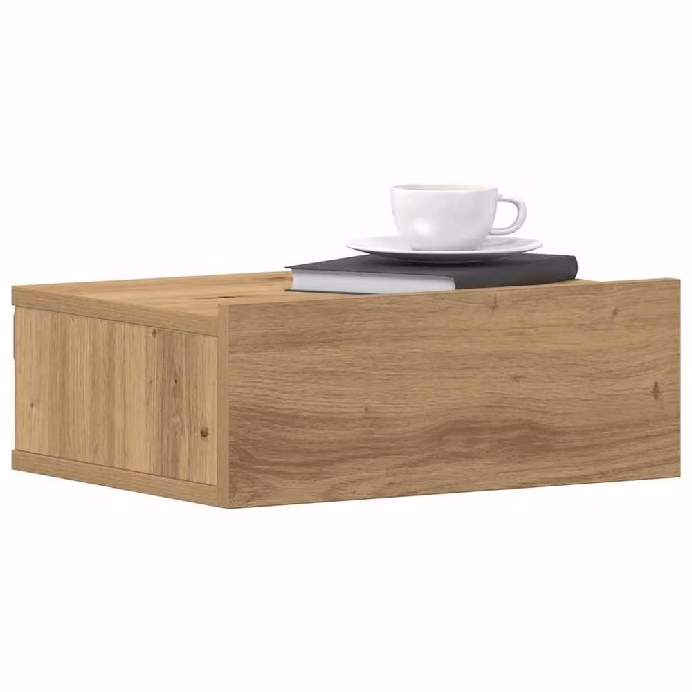 Berkfield Home Artisan Oak Floating Nightstands, 2 Piece Set in Brown, W/D/H: 40 x 32 x 15 cm – 2