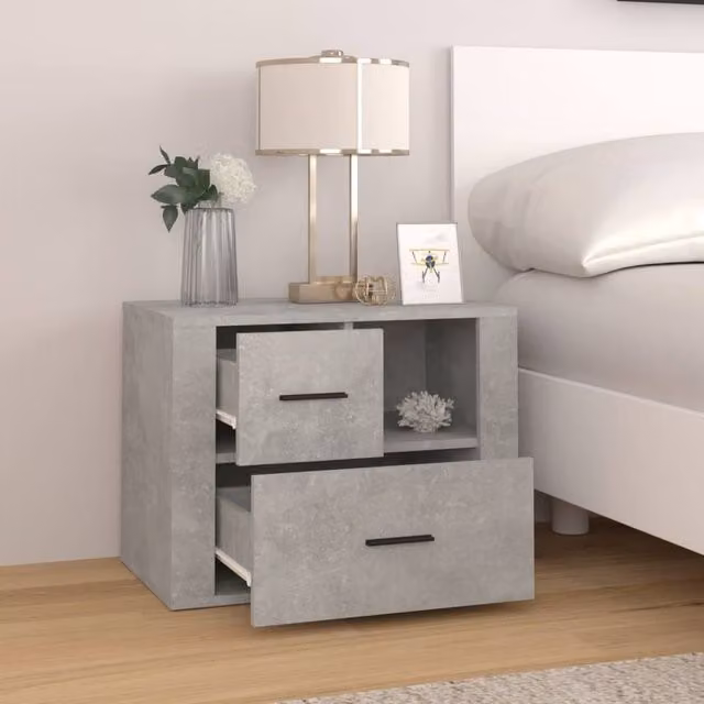 Berkfield Home Classic Bedside Cabinet in Concrete Grey, W: 60 cm, D: 36 cm, H: 45 cm – 1