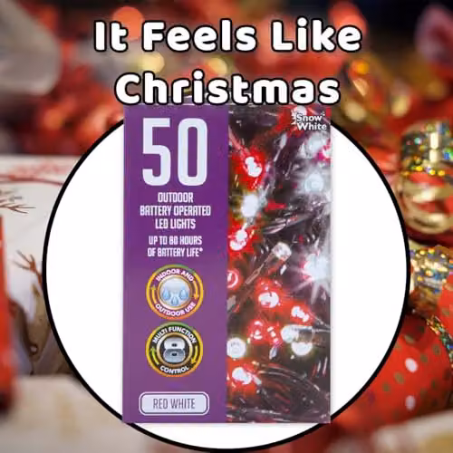 VFM e-Store Christmas String Lights with 50 Bulbs in White, Red and Multicolour – 8