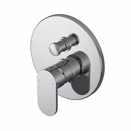 nuie BINMV12 Binsey Modern Round Concealed Manual Shower Valve with Diverter and Single Lever Handle, Chrome – 1