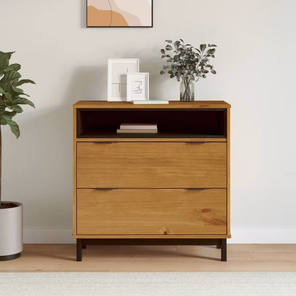 Berkfield Home FLAM Drawer Cabinet in Brown Solid Pine Wood, W/D/H: 80 x 40 x 80 cm – 1