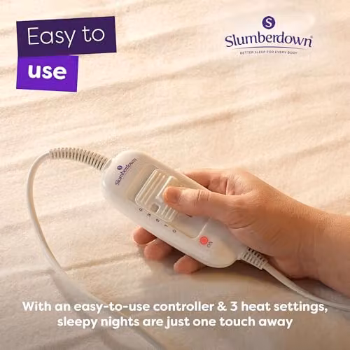 Slumberdown Sleepy Nights Small Single Electric Blanket in White, W: 122 cm – 3