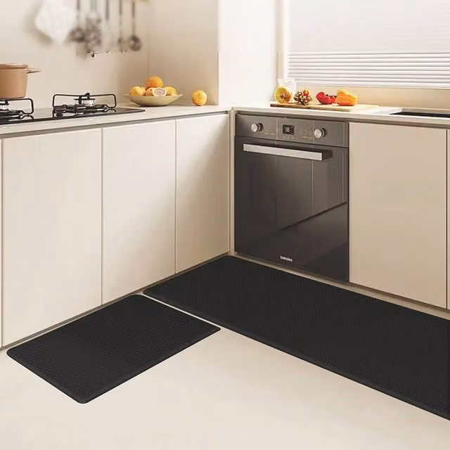 Marlow 2-Piece Non-Slip Woven Black Kitchen Mat Set, W/H: 45 x 150 cm – 1