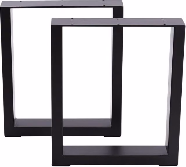 Living and Home Set of 2 Industrial Heavy Duty Rectangular Iron Table Legs in Matt Black – 1
