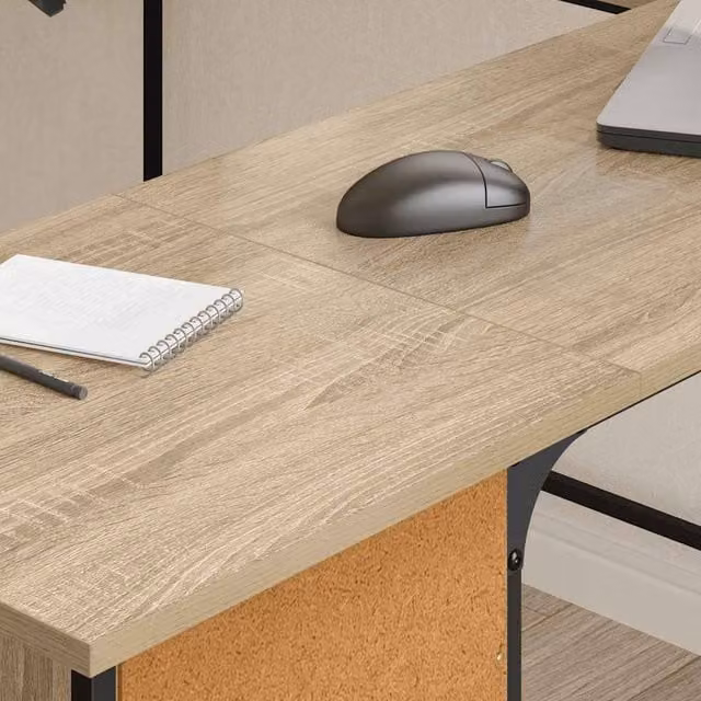 Berkfield Home Decorative Desk in Sonoma Oak, Brown Engineered Wood, W/D/H: 141 x 141 x 75 cm
