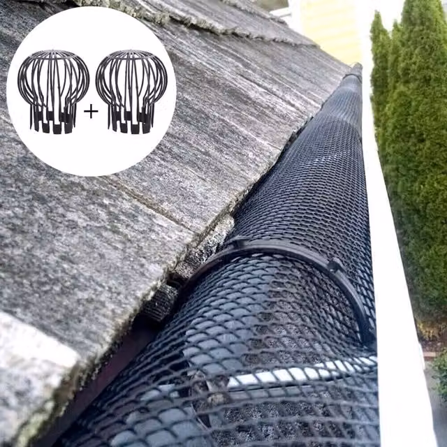 Garden Mile Black Polypropylene Gutter Mesh 10m with 2 Guards