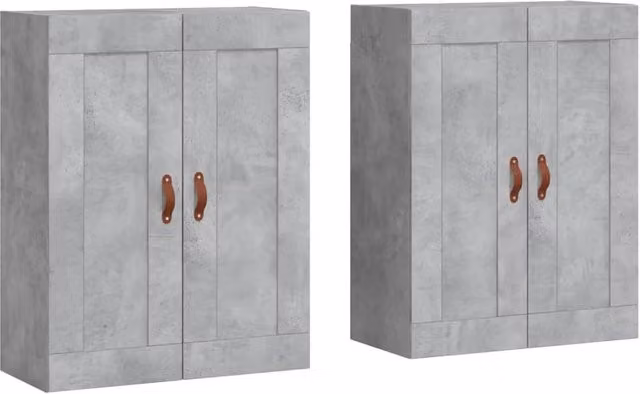 Berkfield Home Wall Mounted Cabinets in Concrete Grey, Set of 2