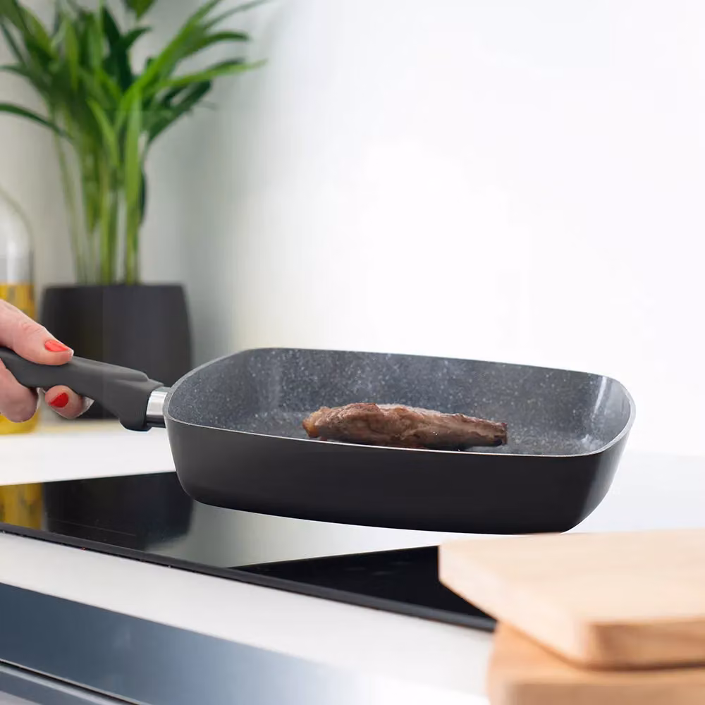 Durastone Grey Ceramic Non-Stick Square Grill Pan, 24 cm – 2